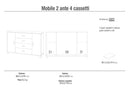 Mobile 2 Ante 4 Cassetti 136x86x41 cm Bianco Fiammato