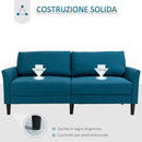 Divano 3 Posti 191x79x87 cmcon Seduta Profonda e Imbottitura Spessa in Tessuto  Blu Pavone      