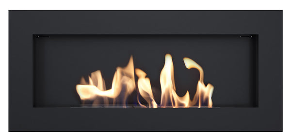 sconto Bioethanol-Wandkamin 90x40 cm Flig mit Glas oder ohne Glas Tampa Slim Black