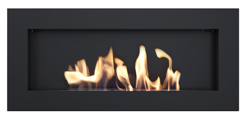 Camino a Bioetanolo da Parete 90x40 cm Flig con Vetro o Senza Vetro Tampa Slim Nero