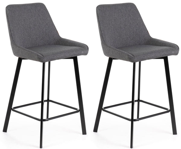Set 2 Sgabelli 50x44xH94 cm in Tessuto Fox Grigio Scuro sconto