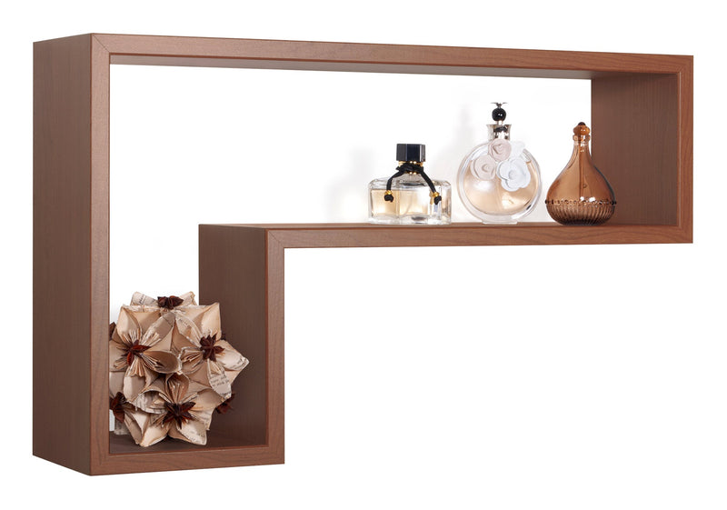 Mensola da Parete a Forma di L 61x37x15,5 cm in Fibra di Legno Lettera Ciliegio