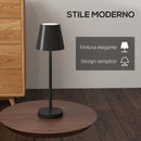 Lampada da Tavolo Portatile Ø11,2x36,5 cm in Acrilico e Metallo Nero