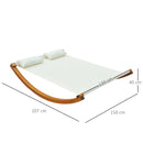 Amaca da Giardino 2 Posti 200x150x45 cm in Legno e Cotone Bianco