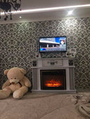 Camino Elettrico da Pavimento 112x142,8x38,5 cm Effetto Fiamma 1500W Roma & Richi Bianco