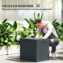 Baule da Giardino 56x41x50 cm con Maniglie Contenitore Porta Attrezzi Impermeabile in PP Grigio Scuro      