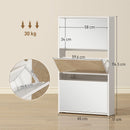 Scarpiera a Specchio 65x17x114,5 cm con 3 Cassetti a Ribalta per 9 Paia di Scarpe in Legno Bianco      
