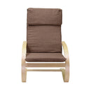 Poltrona  in Tessuto e Legno con Cuscino 67x82xH94cm Marrone