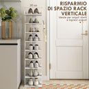 Scarpiera Organizzatore di Scarpe 30x30x128,4 cm con 9 Ripiani e Ganci Bianco      