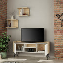 Mobile TV 2 Ante 2 Mensole 56,5x125,5x33 cm in MDF Klappe Rovere e Bianco