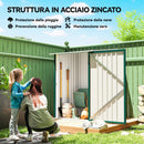 Casetta Box da Giardino Porta Attrezzi 100x104x160 cm con Porta a Battente in Acciaio Galvanizzato Verde      
