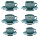 Set 6 Tazzine da Caffè con Piattino 8x5xh6,5 cm in Gres Porcellanato Otello Blu crema