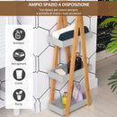Scaffale Soggiorno Bagno 3 Ripiani in MDF e Bamboo  Grigio