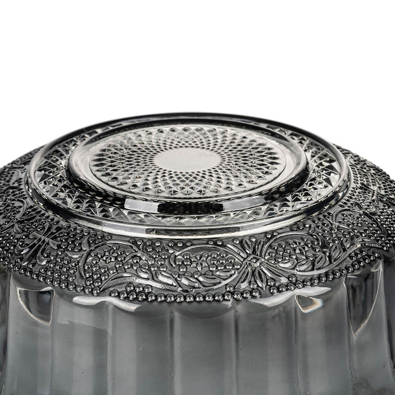 Set 2 Insalatiere con Decoro in Rilievo in Vetro VdE Tivoli 1996 Imperial Fumè e Grigio