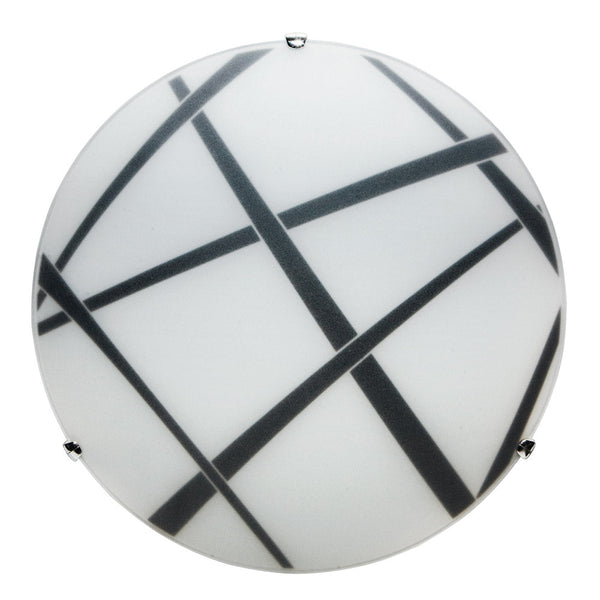 Deckenleuchte 1xE27 Haken Chrom Glasplatte Weiß-Schwarz E-Energy Dario online