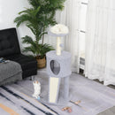 Albero Tiragraffi con Cuccia per Gatti in Legno Sisal 40x40x103 cm  Grigio Chiaro