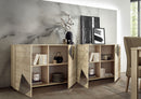 Madia Design Moderno 4 Ante con Serigrafie e Specchi Vittoria 241x42x84 cm Rovere Samoa