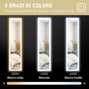 Specchio Illuminato con Luci LED Regolabili e Pulsante Touch 40x5x160 cm in Vetro e MDF Bianco      