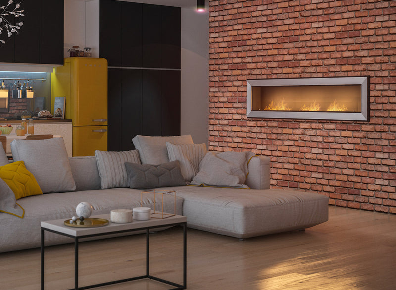 Camino a Bioetanolo da Parete 180x49 cm  Frame 1800 Inox