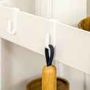 Carrello Cucina a 4 Ripiani 40x19x90 cm con Ganci su Ruote Girevoli in Acciaio e Plastica Bianco      