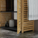 Mobile Sottolavello da Bagno 60,5x30,5x69,5 cm 2 Ante a Doghe Porta Asciugamani e Intaglio a U Legno e Nero 
