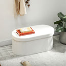 Pouf Contenitore Pieghevole 76x38x35 cm con Vano da 72L e Rivestimento in Velluto Crema      