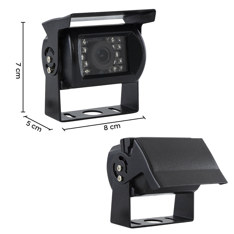 Telecamera Retromarcia per Furgoni e Camper 18 Led Infrarossi Retrocamera Nero