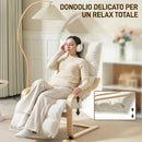 Poltroncina Relax 67x93-114x105 cm con Rivestimento in Velluto e Poggiapiedi Regolabile in Legno Crema      
