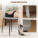 Set di 6 Sedie da Pranzo Moderne 41x50x97 cm con Schienale Alto in Finta Pelle e Acciaio Grigio      