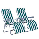 Set 2 Sedie a Sdraio da Giardino Sdraio Prendisole con Braccioli Reclinabili bianco e verde 