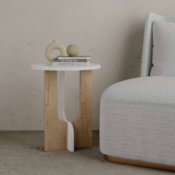 Tavolino da Soggiorno 40x40x47 cm in MDF Luna Bianco Rovere acquista