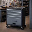 Carrello Portautensili 61,5x33x74,5 cm con 4 Cassetti per Utensili in Acciaio Grigio      
