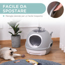 Lettiera per Gatti Chiusa con Vassoio Estraibile 47x55x44 cm 2 Ingressi e Paletta Grigio  
