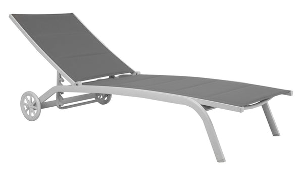Vorghini Sandgraue Gartenliege mit Aluminiumrädern online