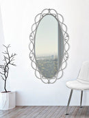 Specchio Oval Argento 60x2,5x110 cm in Ferro e MDF Argento