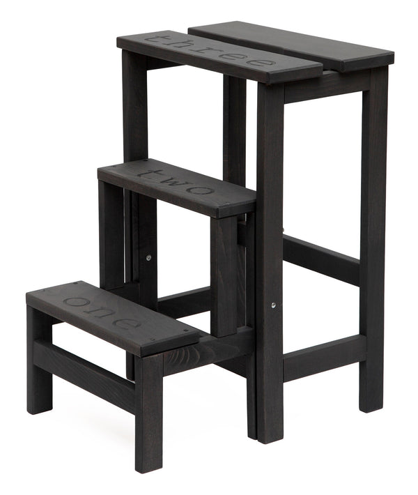 Leiterhocker 60 x 40 x 46 cm aus dunkelgrauem Holz prezzo