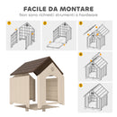 Cuccia per Cani Rialzata 88x78x89 cm con Tetto Inclinato e Prese d'Aria in PP Beige e Marrone Scuro      