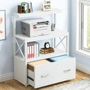 Mobile Multiuso per Stampante 3 Ripiani e 1 Cassetto 80x40x110 cm in MDF Bianco