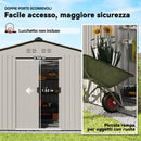 Casetta da Giardino 277x195x192 cm con Prese d'Aria e Doppia Porta Scorrevole in Metallo Argento      