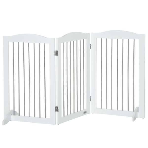 Cancelletto di Sicurezza per Cani Pieghevole 154x30x80 cm con 3 Pannelli in Legno Bianco sconto