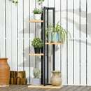 Portapiante a 4 Ripiani in Stile Industriale 45x25x110 cm in Legno di Abete e Metallo Nero   