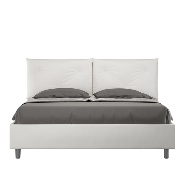 Letto Matrimoniale con Alzata Comoda Imbottito in Similpelle Appia Bianco Varie Misure sconto