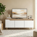 Mobile TV 55" Max a 3 Sezioni 120x35x45,5 cm con Ripiano Regolabile in Legno Bianco e Rovere      