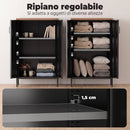 Credenza in Metallo 65x35x106 cm con 2 Ante e Ripiano Regolabile Nero      
