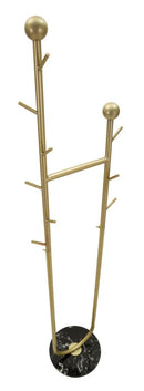 Appendiabiti da Terra Axi 40x32x175 cm in Metallo e Marmo Artificiale Oro e Nero      