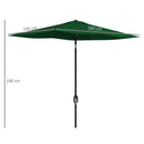 Ombrellone da Giardino Rettangolare 200x300 cm Inclinabile con Apertura a Manovella in Alluminio e Poliestere Verde      