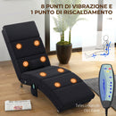 Poltrona Massaggiante con 8 Punti Vibranti e Riscaldamento 56x168x84 cm 5 Modalità Timer e Telecomando in Tessuto Effetto Lino Nero      