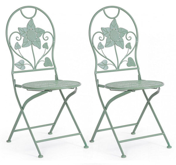 prezzo Set 2 Sedie Pieghevole 40x40x94 cm Harriet in Acciaio Salvia