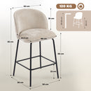 Set 2 Sgabelli da Bar 50x55x93 cm con Schienale e Poggiapiedi Rivestiti in Chenille e Gambe in Acciaio Beige      