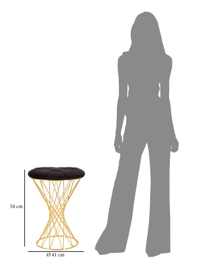 Pouf Tower Nero Ø 41x50 cm in Ferro 